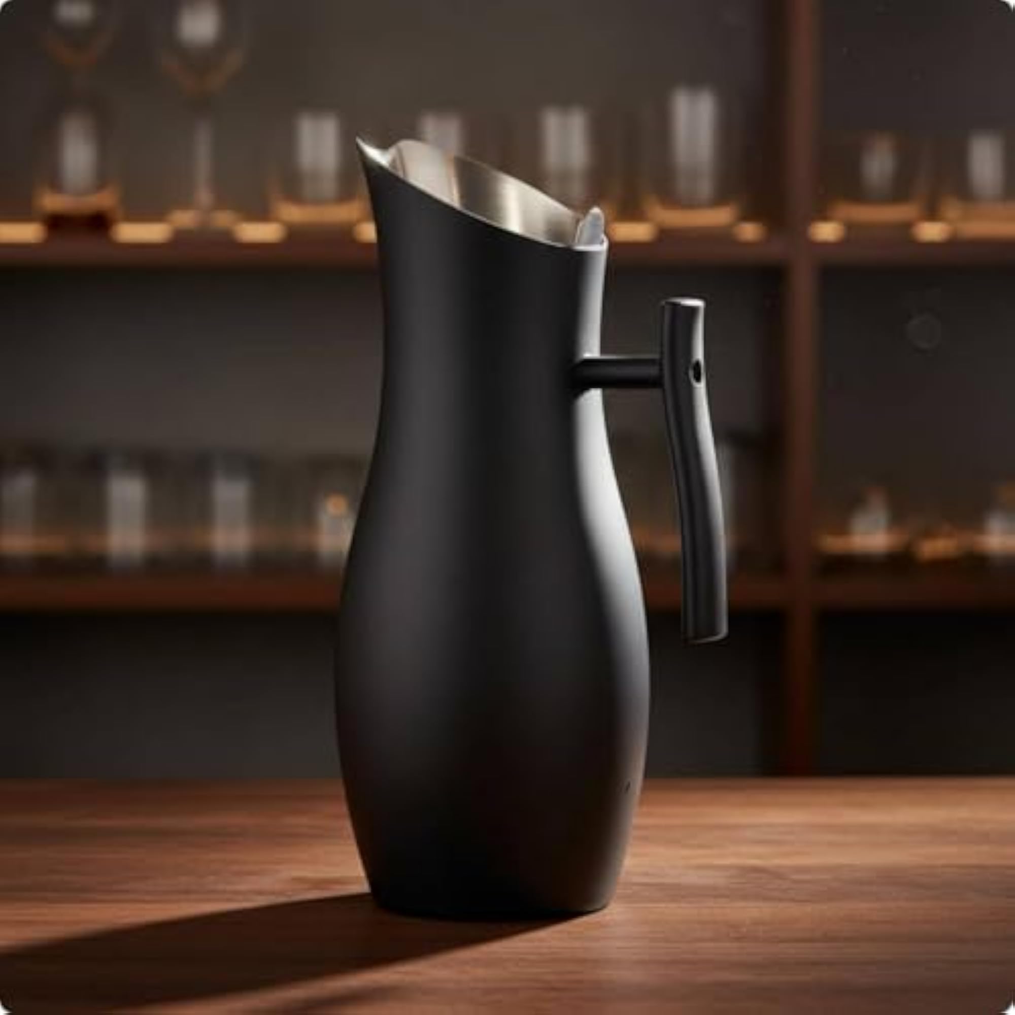 Mirror Polished Stainless Steel Pitcher with Curved Spout